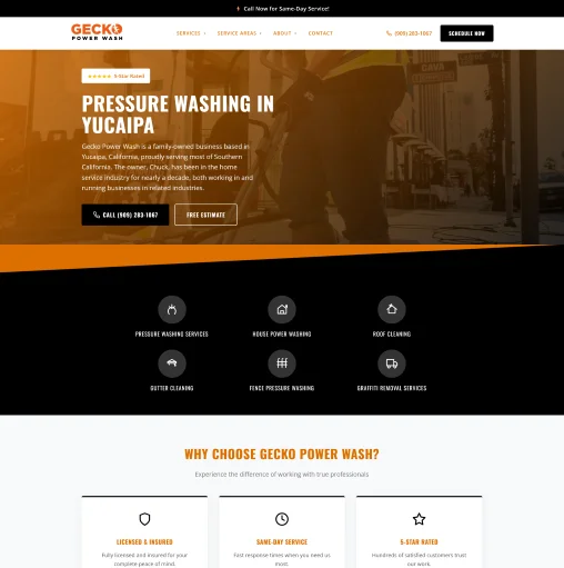 Pressure washing company in Yucaipa, CA — Clean design, maximum conversions