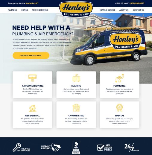 Plumbing & Air company — 36 years in business, website built to match their reputation