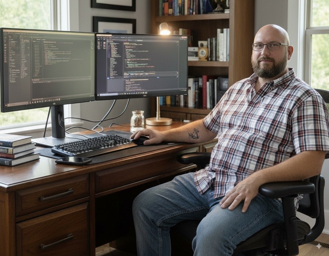 Stuart McHenry at his desk